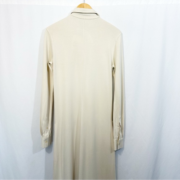 NWT TOTEME Flowing Jersey Shirtdress Long Sleeve Button Down Dress in Ecru - Picture 7 of 13